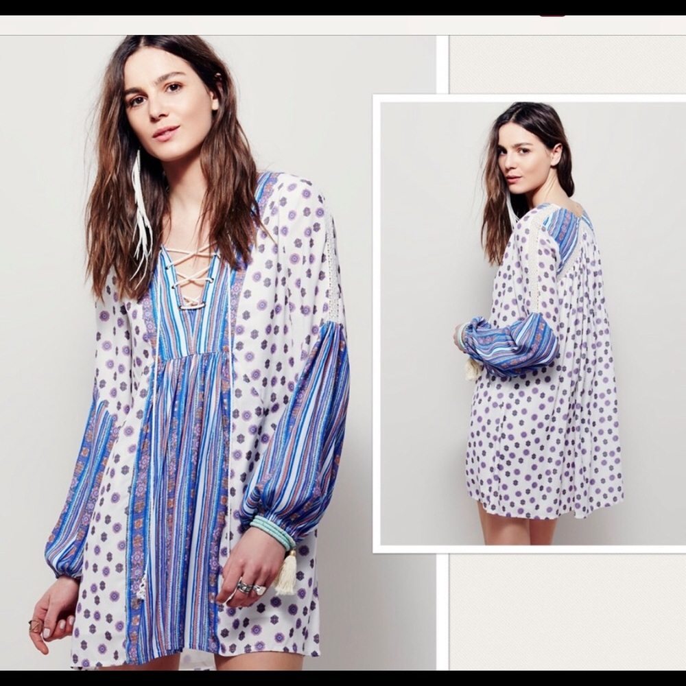 Free People White Printed Tunic Dress